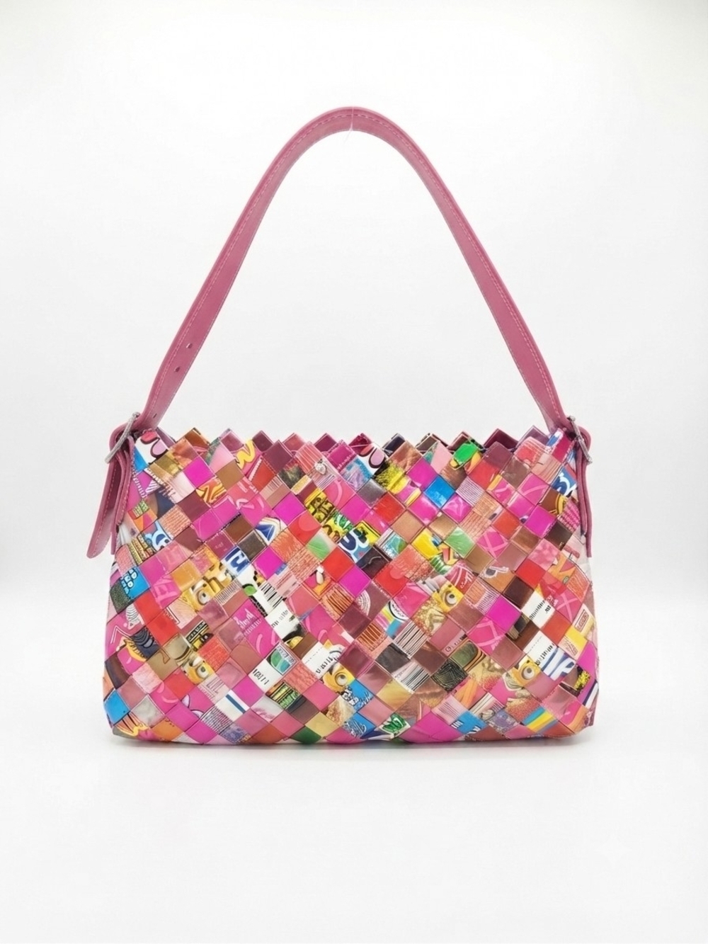Nahui Ollin Woven Candy Wrapper Shoulder Bag Pink